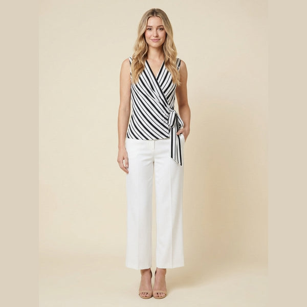 Sierra Women's Pants Set white striped wrap top front