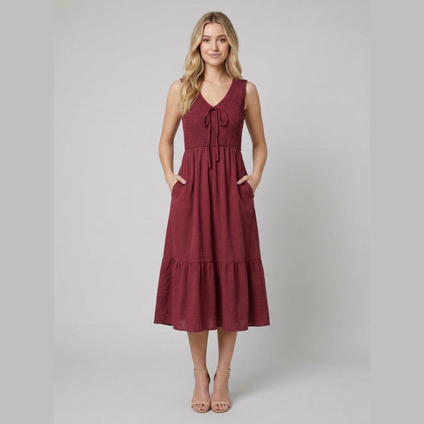 Sleek Aline dress burgundy front