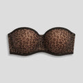 Sleek Balconette Bra Leopard print sheer mesh strapless
