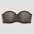Sleek Balconette Bra White Leopard taupe mesh strapless