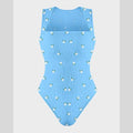 Sleek Shapewear Bodysuit Camellia Blue floral print