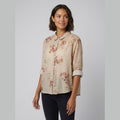 Sola blouse Peter Pan collar beige floral