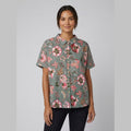 Sola blouse Peter Pan collar gray floral