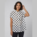 Sola blouse Peter Pan collar white polka dots