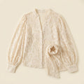 Soleil | Women's Shirt Elegant Lace, Long Sleeve V Neck