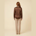 Sora | Satin Blouse Leopard-Print Collar, Relaxed Fit