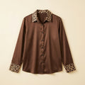 Sora | Satin Blouse Leopard-Print Collar, Relaxed Fit