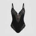 Svelte lace deep-V bodysuit black