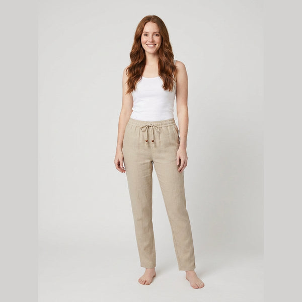 Teddy | Women's Pants Lightweight Linen Blend, Elastic Waist