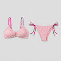 Pink textured bikini set front flat-lay