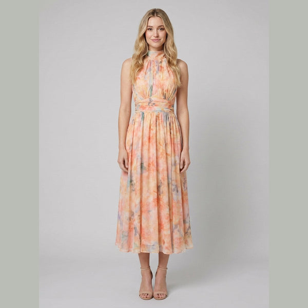Thirza floral halter midi dress front