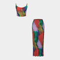Tina | Women's Set Satin Cami Top and High Waist Skirt, Relaxed Fit Loungewear
