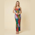 Tina rainbow satin cami and skirt set front