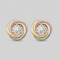 Trinity tri-color stud earrings