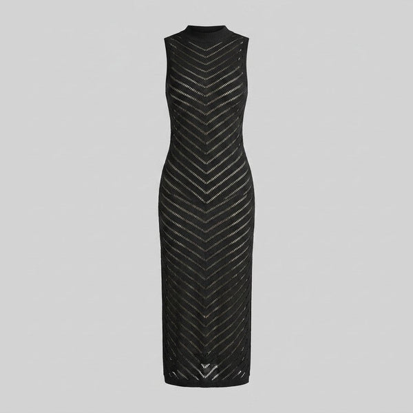 Tulum open-knit cover-up dress black