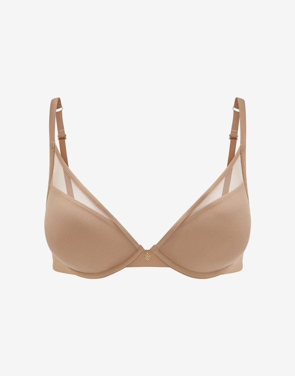 Uplift Plunge Bra taupe front view