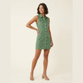 Vera | Denim Mini Dress Premium Denim, Sleeveless, Vintage Green
