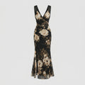 Vera | Floral Maxi Dress Ruched, High Slit Mermaid Silhouette for Summer Weddings