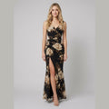 Vera black floral maxi dress front on model