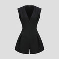 Vera | Ruched Romper V-Neck, Sleeveless, Soft Fabric