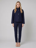 Virellea wool boxy jacket navy on model