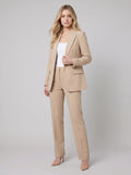 Vita women's suit beige tailored blazer and trousers on model