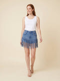 Vivid | Denim Culottes High-Waisted, Tassel Detail, Ankle-Length
