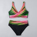 Wavy bikini set green pink